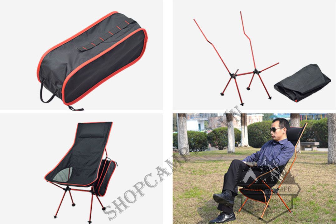 Ghế xếp có gối và tựa cỡ lớn hợp kim nhôm dành cho câu cá, cắm trại, dã ngoại