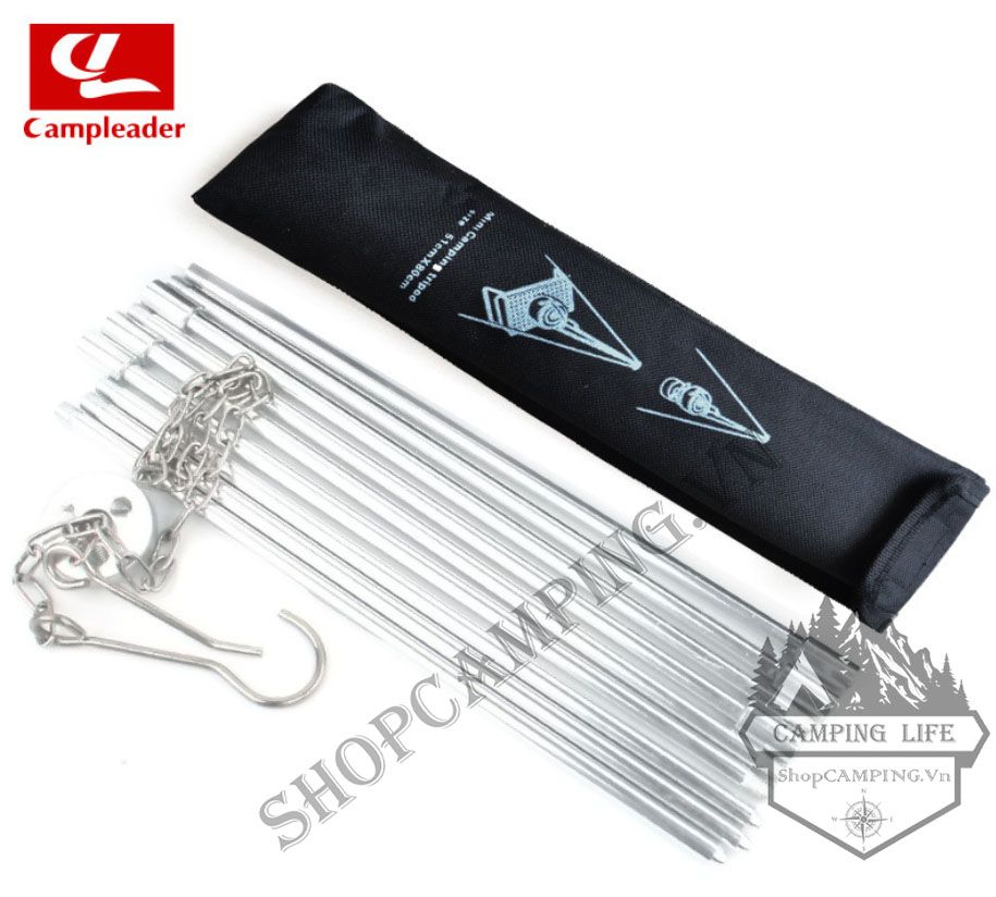Kiềng 3 chân - giá treo nồi loại 3 khúc/4 khúc hợp kim nhôm trụ ống 8mm dành cho cắm trại, dã ngoại
