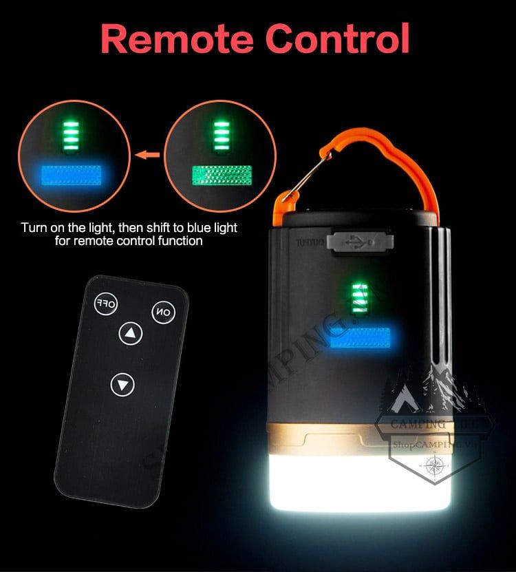 Đèn treo lều dã ngoại có điều khiển từ xa, đèn led pin sạc dự phòng phượt, du lịch, cắm trại dã ngoại