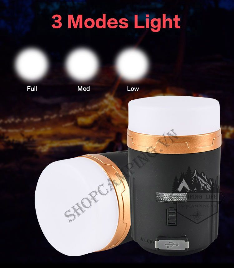 Đèn treo lều dã ngoại có điều khiển từ xa, đèn led pin sạc dự phòng phượt, du lịch, cắm trại dã ngoại