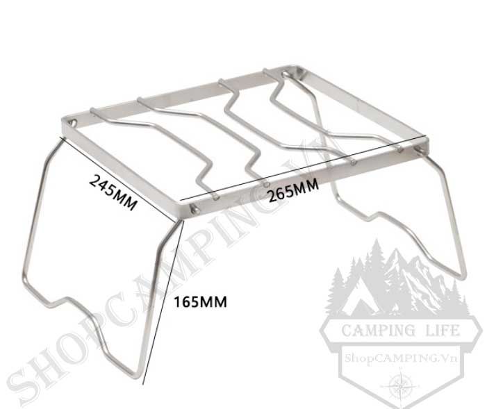 Kiềng bếp gấp gọn inox 304 dày nấu nướng, khung bếp chắn gió điều chỉnh độ cao dã ngoại cắm trại