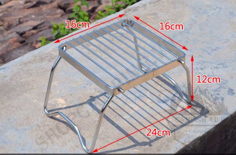 Kiềng bếp gấp gọn inox 304 dày nấu nướng, khung bếp chắn gió điều chỉnh độ cao dã ngoại cắm trại