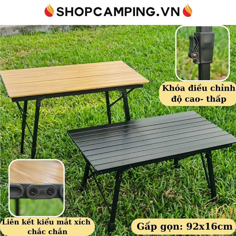 Bàn xếp gọn chân rút điều chỉnh độ cao hợp kim nhôm, bàn dã ngoại cao cấp