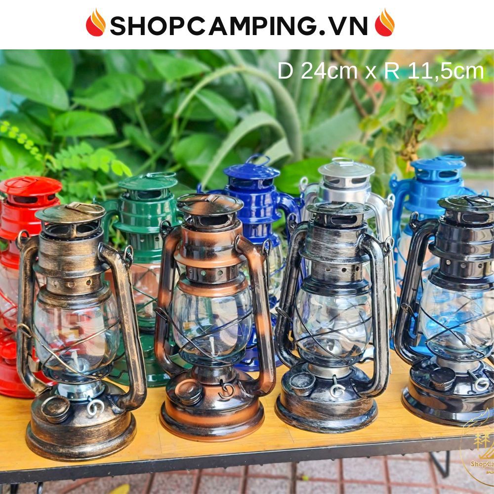 Đèn bão đèn dầu size trung decor trang trí nhà cửa, đèn măng xông cắm trại dã ngoại phong cách cổ điển