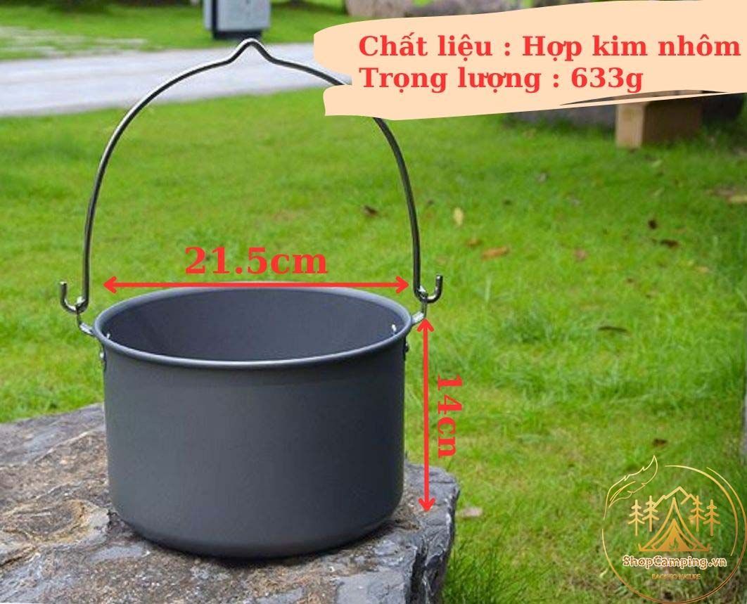 Nồi treo nhôm 4,2L dành cho 6-8 người, nồi treo cắm trại