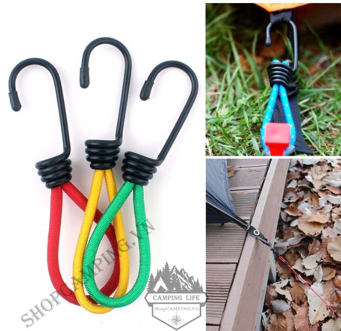 Móc khóa đàn hồi đa năng, dây thun, móc treo dã ngoại, cắm trại