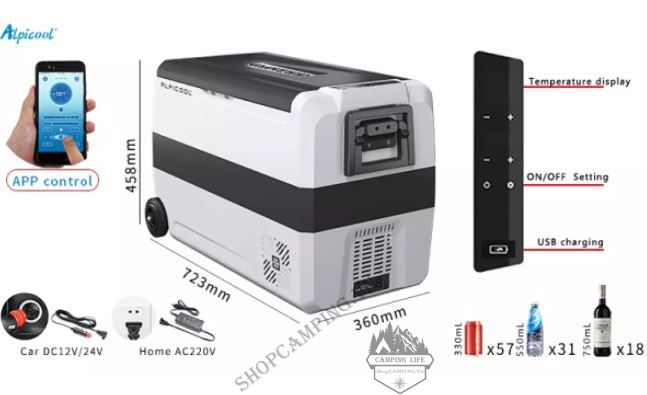 Tủ lạnh T50 50 Lít CHÍNH HÃNG Alpicool ( hàng có sẵn ) 2 ngăn riêng biệt, tủ lạnh xe hơi, tủ lạnh trong nhà tiện lợi