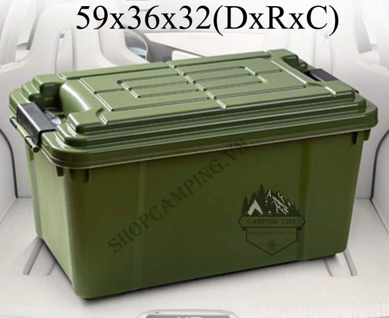 Thùng nhựa đựng đồ chịu lực siêu bền 55L chống nước có ngăn đựng đồ phía trên tiện dụng