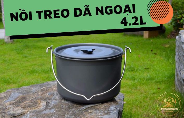 Nồi treo nhôm 4,2L dành cho 6-8 người, nồi treo cắm trại