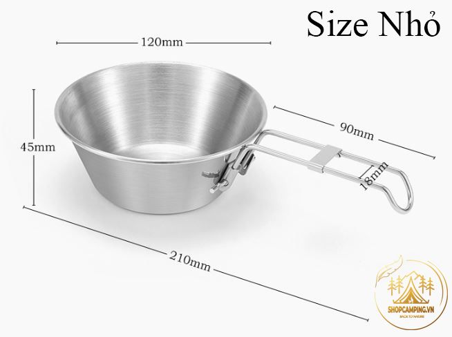 Chén inox gấp gọn, bát inox 304 có tay cầm gấp gọn, bát ăn dã ngoại, phượt, du lịch, cắm trại