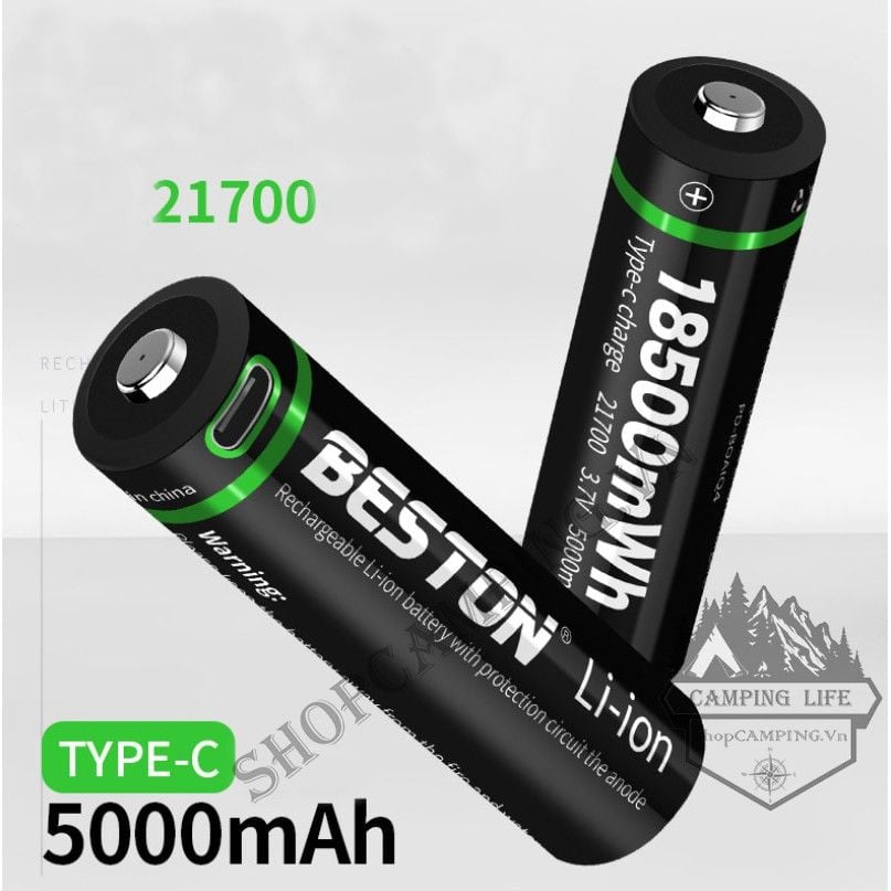 Beston Pin 21700 lithium sạc cổng sạc Type-c 5000mAh ( 1 viên)