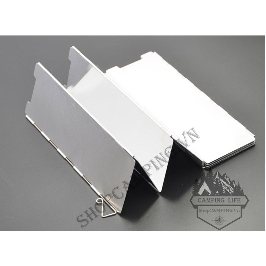Tấm chắn gió 10 miếng size xl 24cm gấp gọn, tấm che gió bếp cắm trại, du lịch, dã ngoại có hộp đựng Camping VietNam