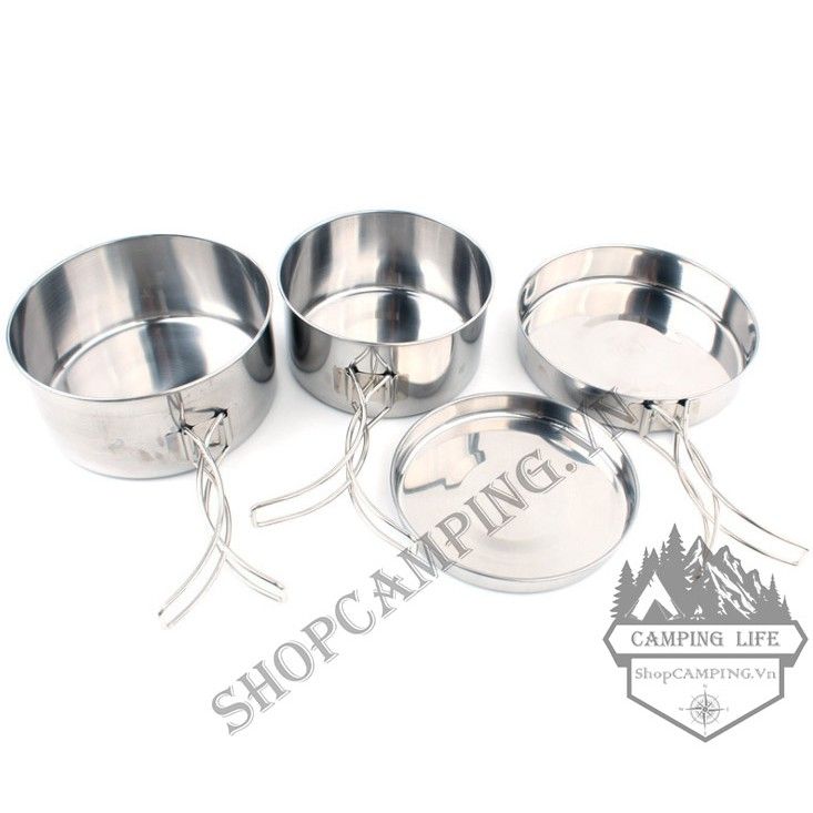 Bộ nồi inox dã ngoại,cắm trại 4 món