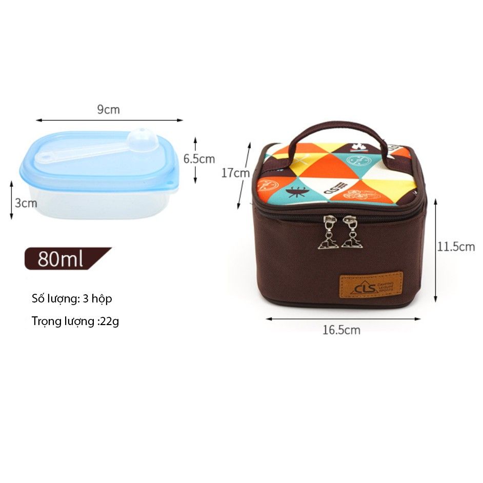Bộ 10 hộp đựng gia vị CLS, lọ gia vị dã ngoại có túi đi phượt, cắm trại
