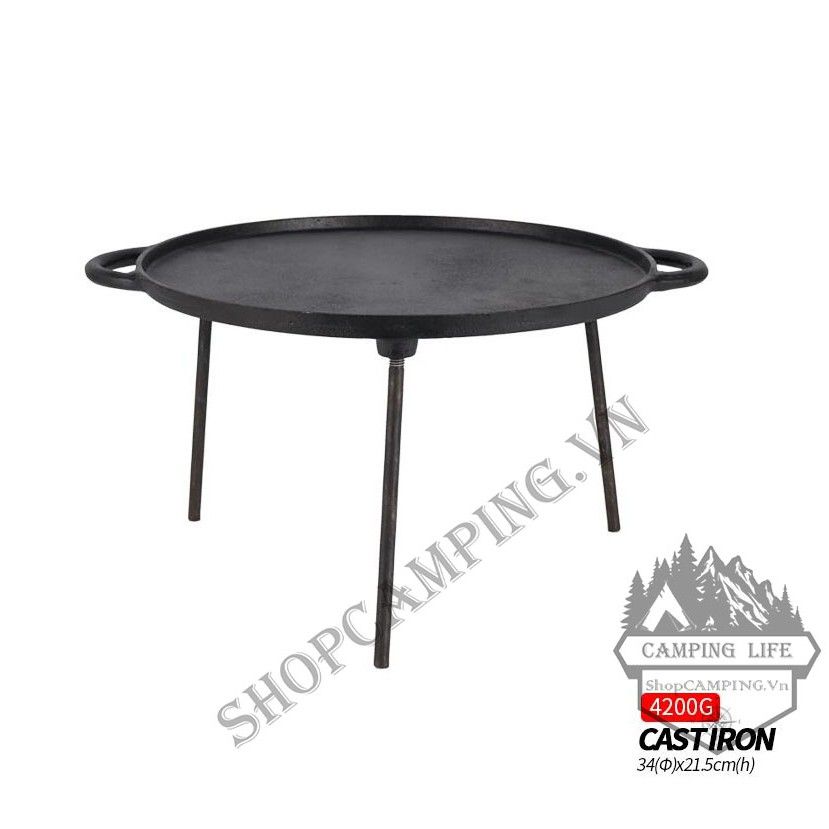 Chảo gang cắm trại phong cách mới CLS, chảo gang có chân không cần bếp