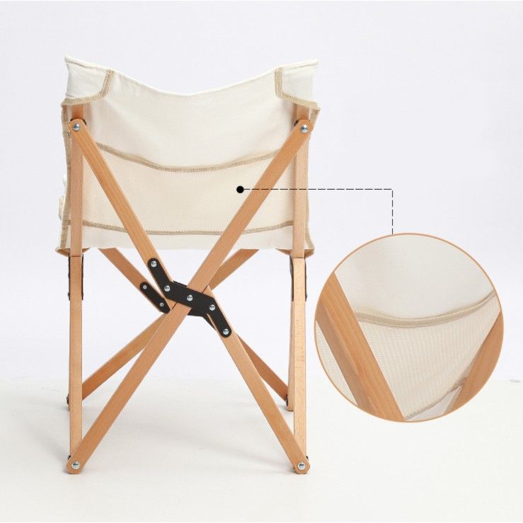 Ghế xếp khung gỗ sồi size nhỏ, ghế gỗ glamping gấp gọn dã ngoại cắm trại