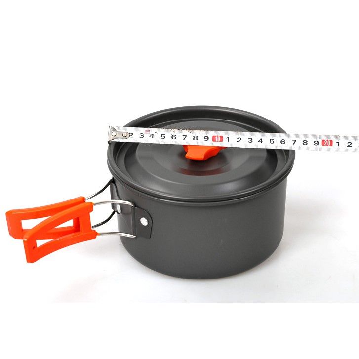 Bộ nồi dã ngoại HK 310 dành 2-3 người, bộ nồi cắm trại xếp gọn 9 món phượt, du lịch, cắm trại