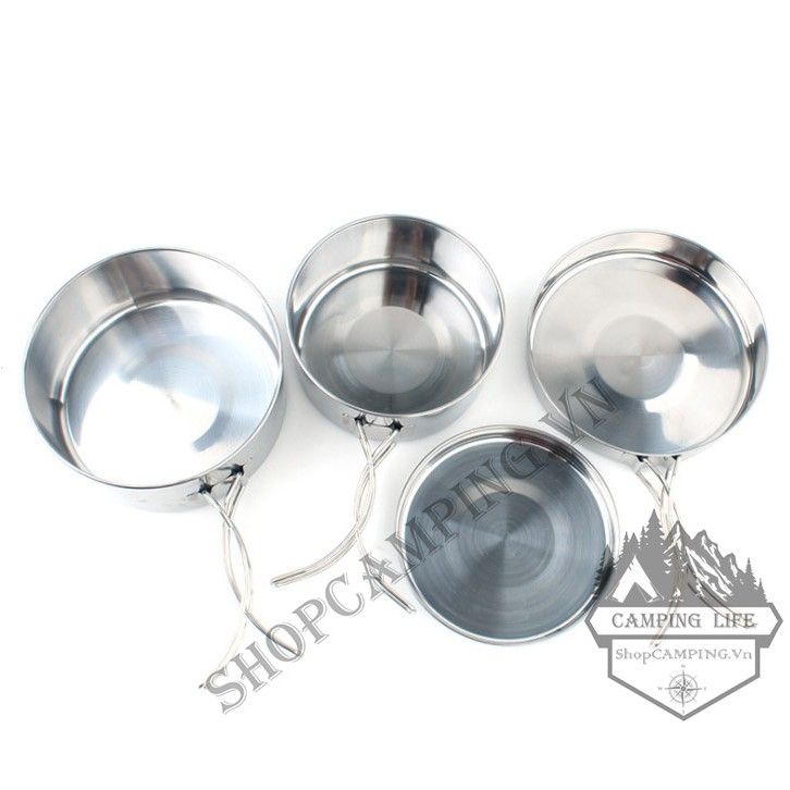 Bộ nồi inox dã ngoại,cắm trại 4 món
