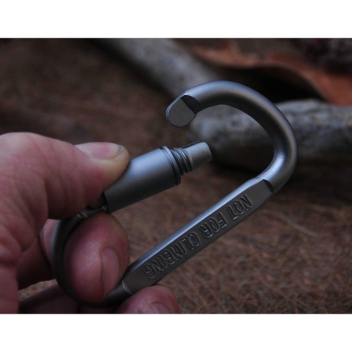 Móc khóa nhôm chữ D đa năng có ren vặn chốt khóa, móc nhôm Carabiner đi phươt, dã ngoại cắm trại
