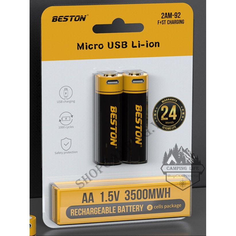 Pin tiểu sạc AA/AAA Beston 1.5V 3500mWh/800mWh cao cấp sạc nhanh trực tiếp bằng cổng micro USB