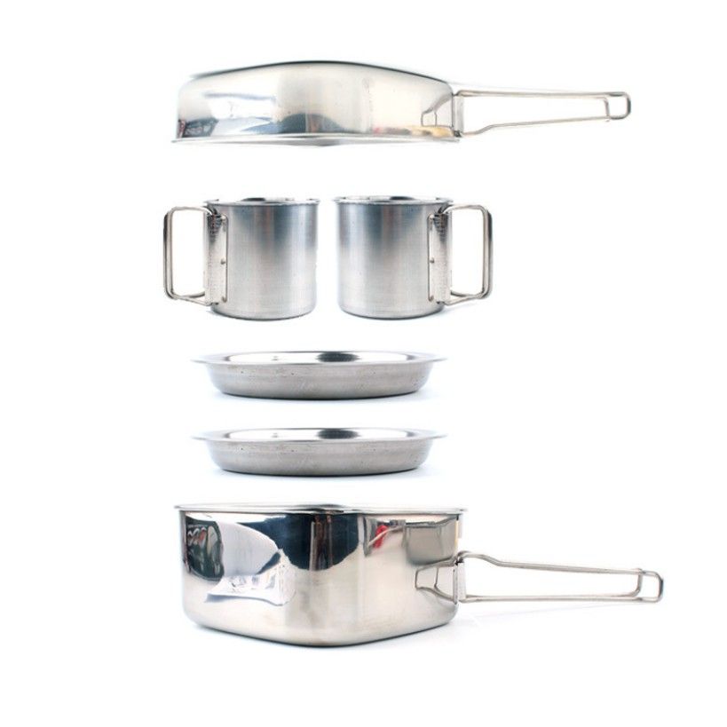 Bộ nồi inox 6 món cắm trại di động 3-4 người