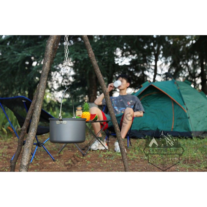 Bộ tam giác treo nồi dã ngoại, Móc dây treo nồi bằng thép không gỉ tiện dụng cắm trại dã ngoại Pathfinder