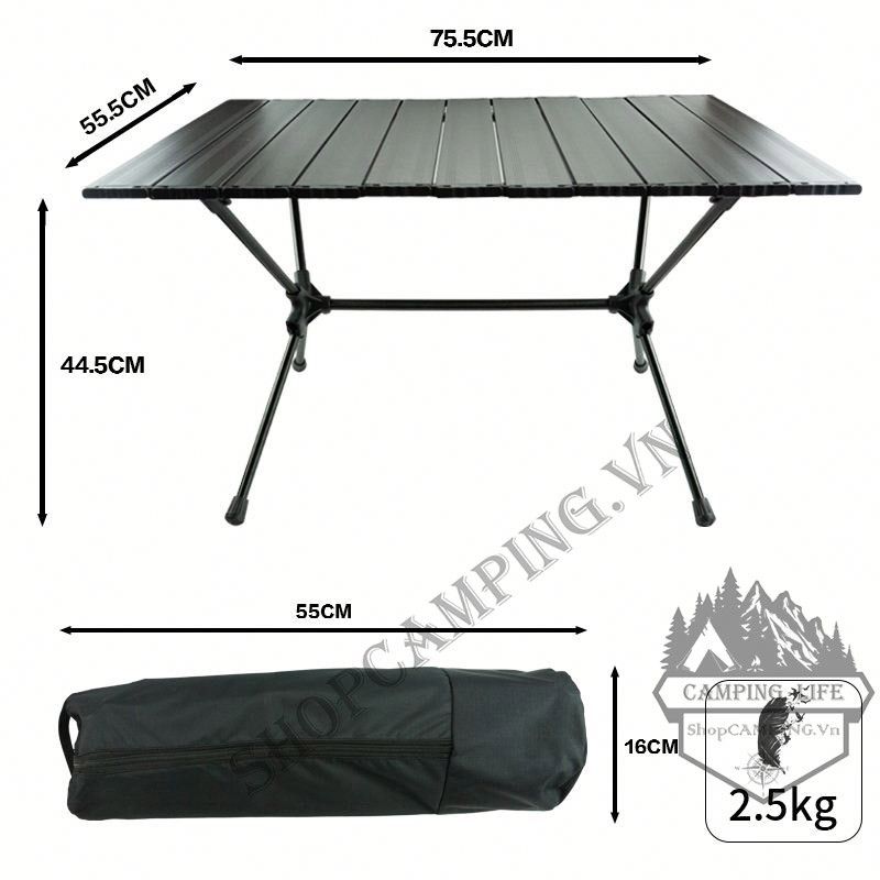 Bàn nhôm gấp gọn điều chỉnh 2 cấp độ cao Cloud Wild T-520,dành cho dã ngoại cắm trại