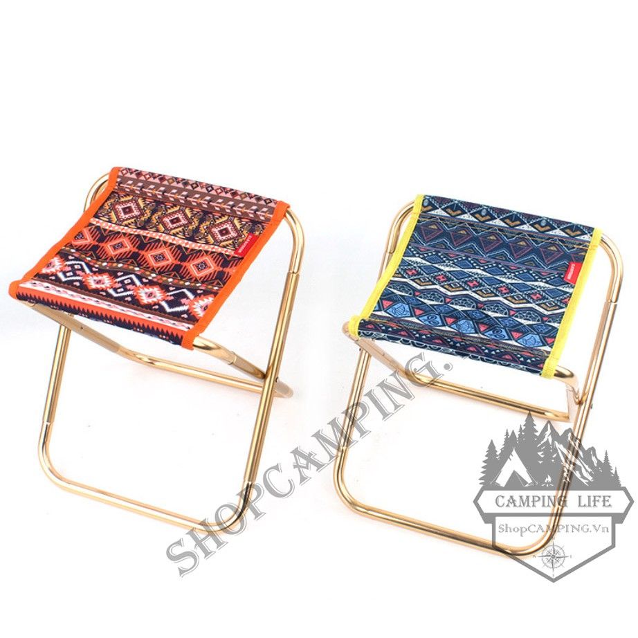 Ghế xếp dã ngoại CLS hợp kim nhôm, ghế gấp gọn mini thổ cẩm gọn nhẹ bỏ túi, balo đi phượt, cắm trại
