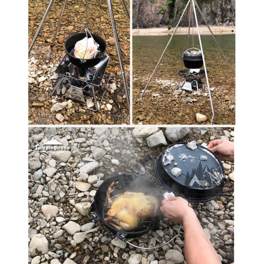 Nồi gang treo dã ngoại cắm trại đa năng Campingmoon DO-28