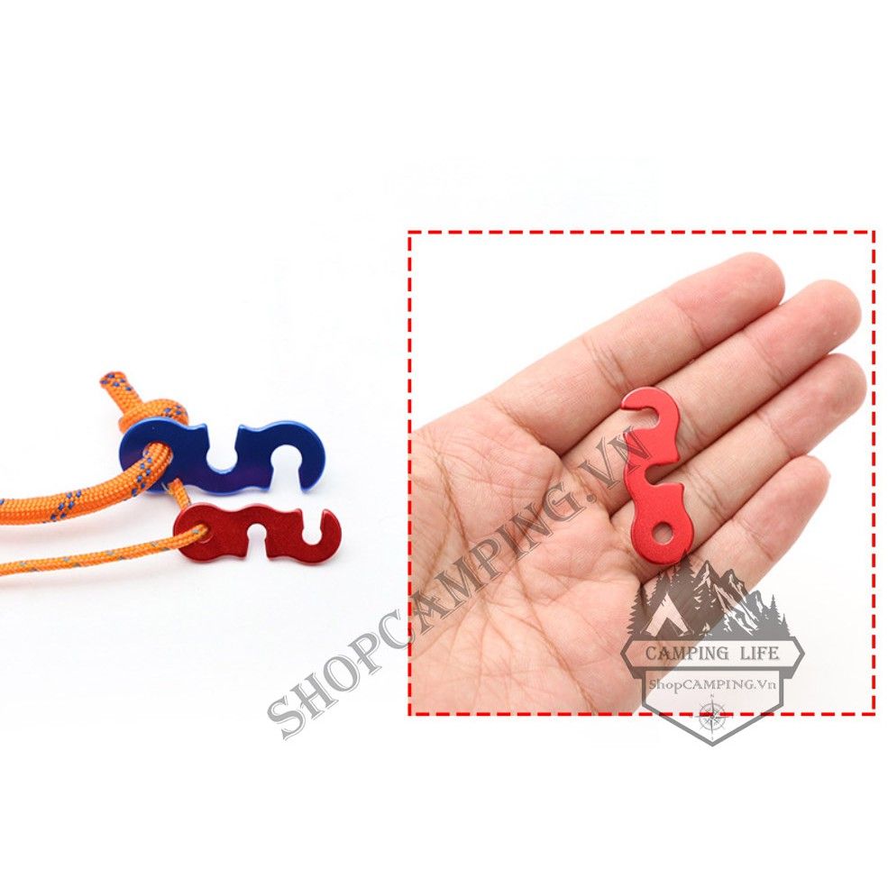 Set 10 dụng cụ căng dây lều hợp kim nhôm siêu nhẹ, móc khóa dây lều, tăng bạt cắm trại, dã ngoại