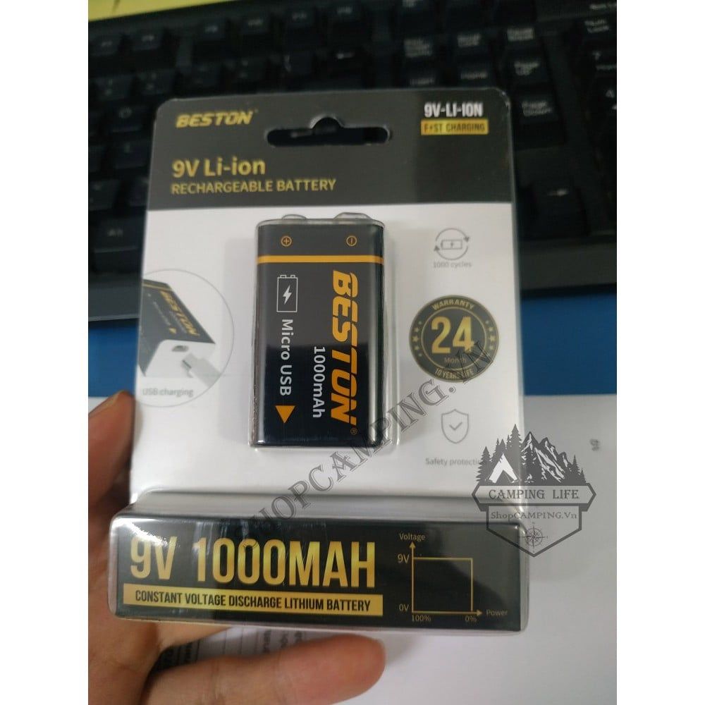 Pin bộ sạc 9v Chính Hãng Beston cao cấp dung lượng cao 1000mAh sạc trực tiếp bằng cáp micro USB