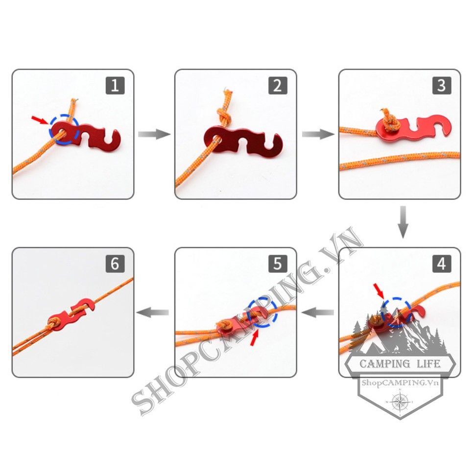 Set 10 dụng cụ căng dây lều hợp kim nhôm siêu nhẹ, móc khóa dây lều, tăng bạt cắm trại, dã ngoại