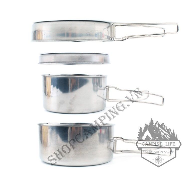 Bộ nồi inox dã ngoại,cắm trại 4 món