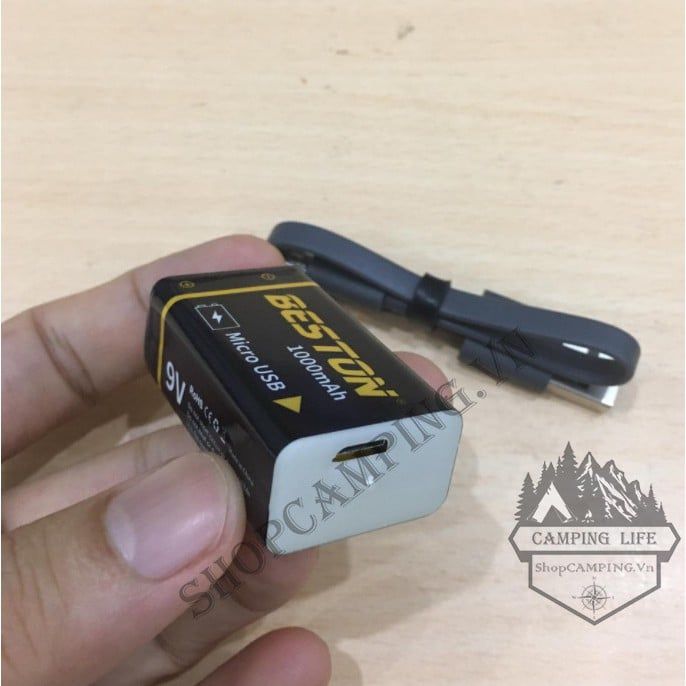 Pin bộ sạc 9v Chính Hãng Beston cao cấp dung lượng cao 1000mAh sạc trực tiếp bằng cáp micro USB