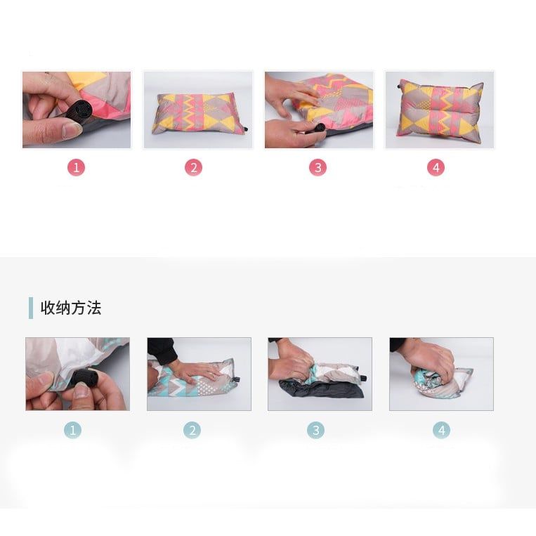 Gối hơi tự phồng hoa văn thổ cẩm nhiều màu