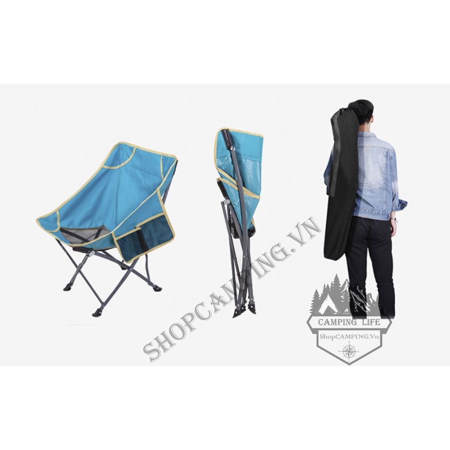 Ghế xếp dã ngoại, ghế gấp gọn Hitorhike khung thép chịu tải 120kg, ghế xếp gọn cắm trại, du lịch