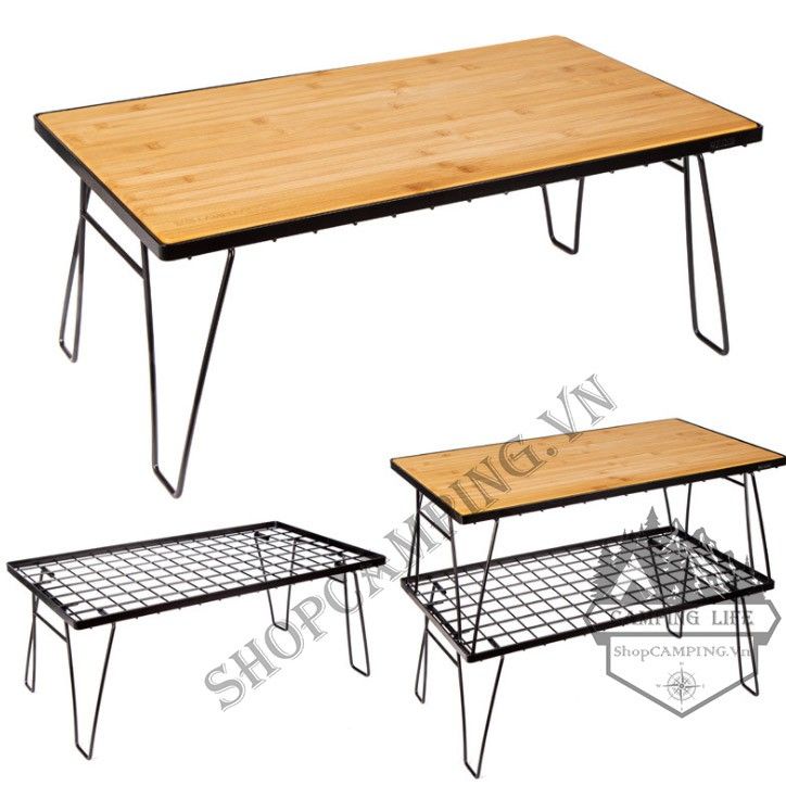 Bàn xếp hoặc kệ để đồ bằng sắt/ Túi đựng bàn/ Mặt gỗ của kệ