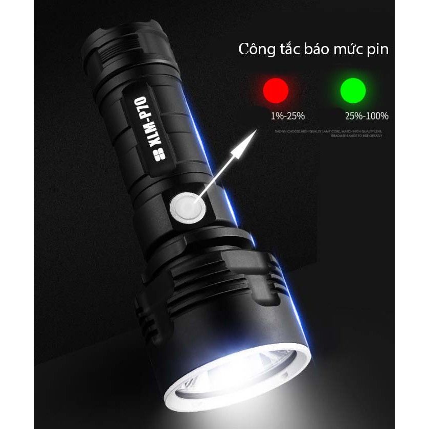 Đèn pin siêu sáng chip led P70 50w ,sạc cổng USB kèm 1 pin 26650