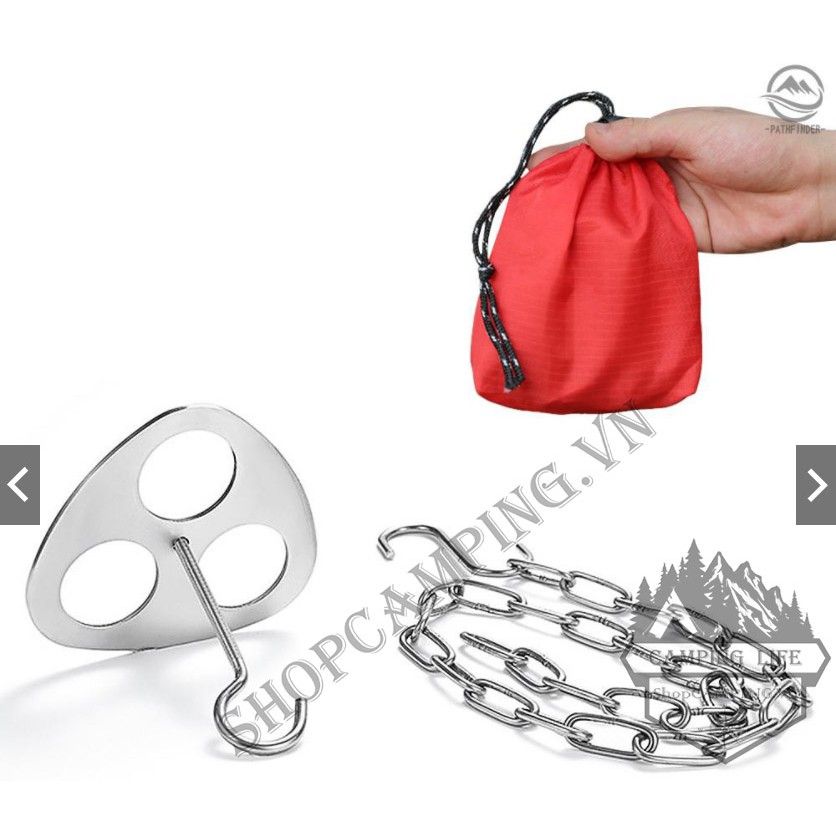 Bộ tam giác treo nồi dã ngoại, Móc dây treo nồi bằng thép không gỉ tiện dụng cắm trại dã ngoại Pathfinder