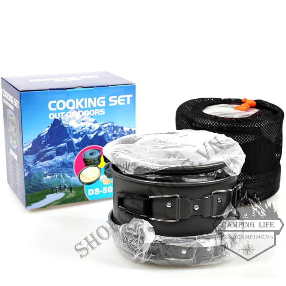 Bộ nồi xếp gọn 15 món siêu nhẹ đi phượt, dã ngoại cắm trại DS 508
