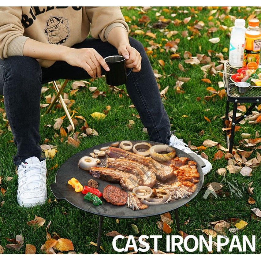 Chảo gang 3 chân cỡ lớn phong cách cổ điển,chảo gang có chân không cần bếp.