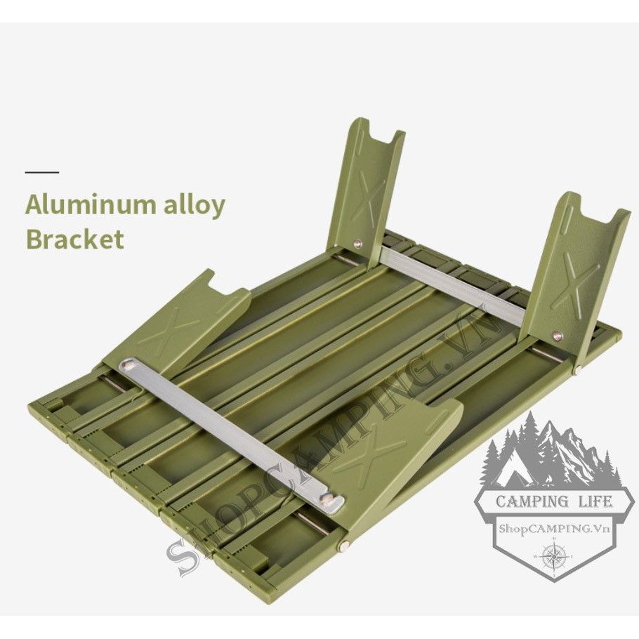 Bàn Xếp Mini Bằng Nhôm Màu Xanh Quân Đội Tiện Dụng Mang Theo Du Lịch Cắm Trại