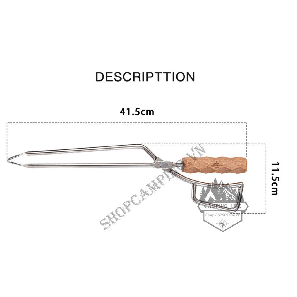 Kẹp gắp than, củi Inox Campingmoon MS-42