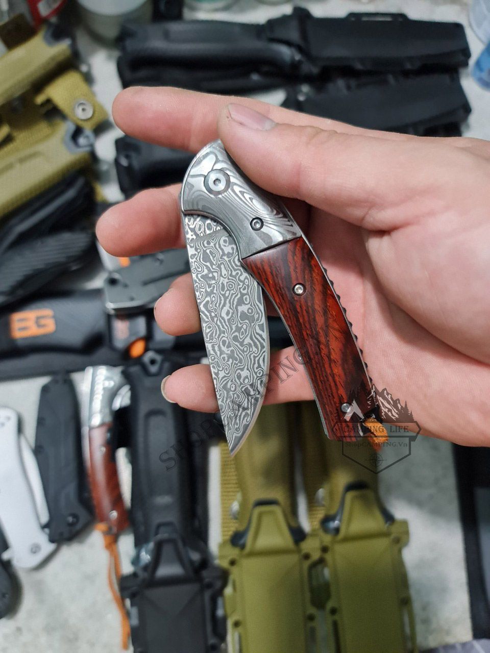 Dao xếp đa năng Mini Damascus