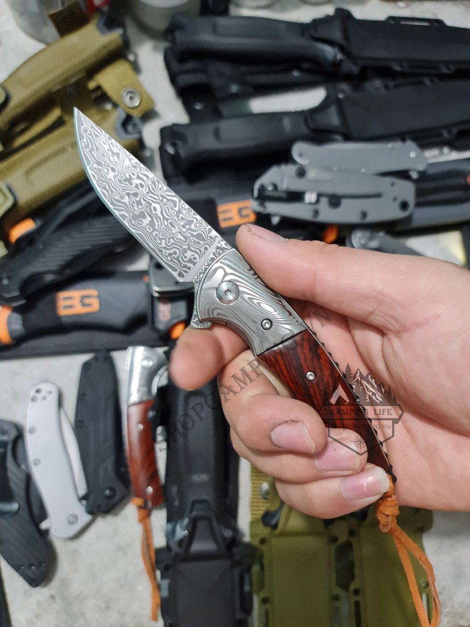 Dao xếp đa năng Mini Damascus