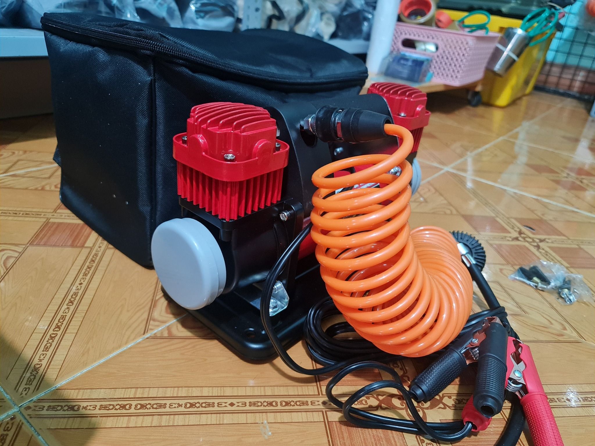 Máy bơm hơi, bơm lốp oto 2 Xi-Lanh công suất cao 160L/Phút chuyên dụng cho xe Offroad