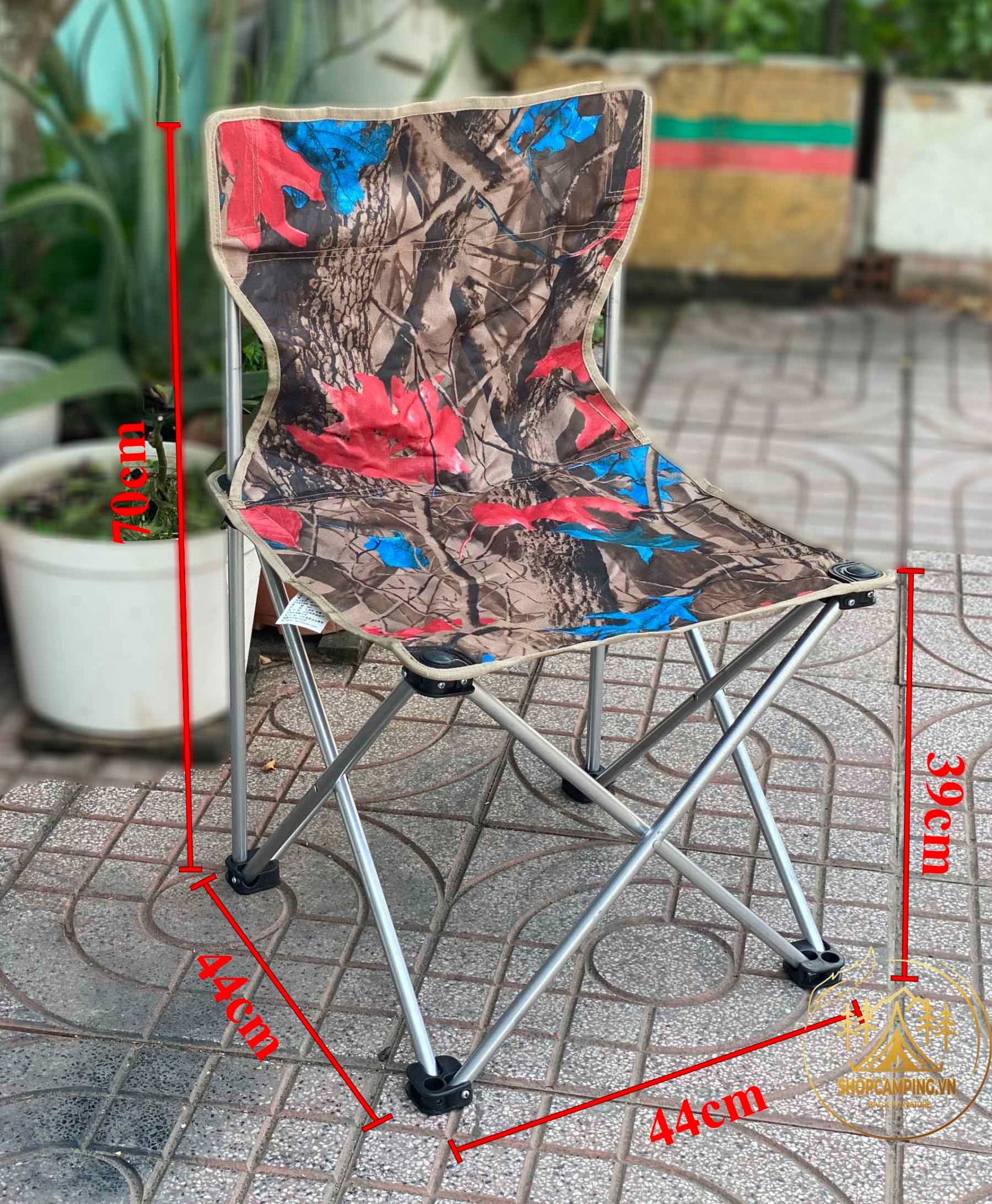 Ghế gấp gọn, ghế xếp gấp gọn kèm túi đựng, ghế câu cá tựa lưng dành cho cắm trại, dã ngoại,