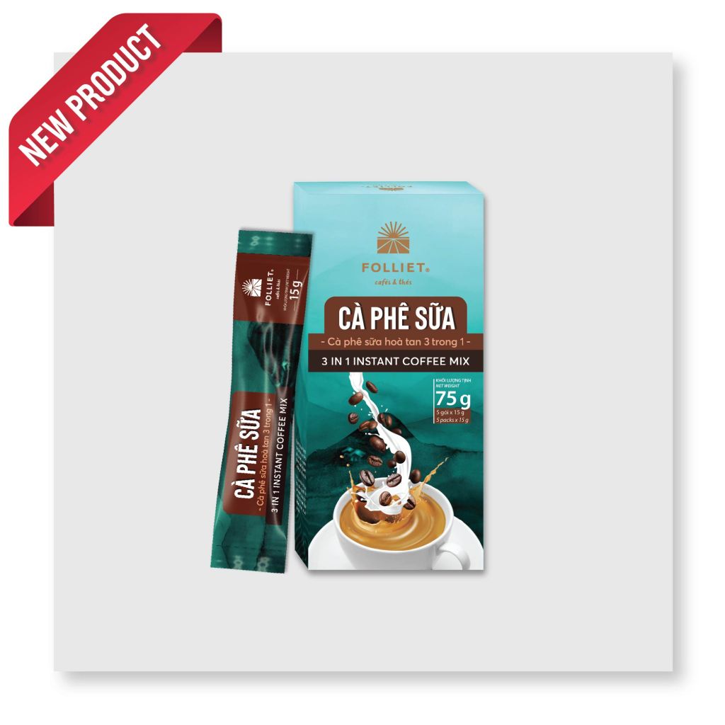 Cà phê sữa hòa tan 3in1 (Instant Coffee 3 in 1) - Hộp 5 Tubes