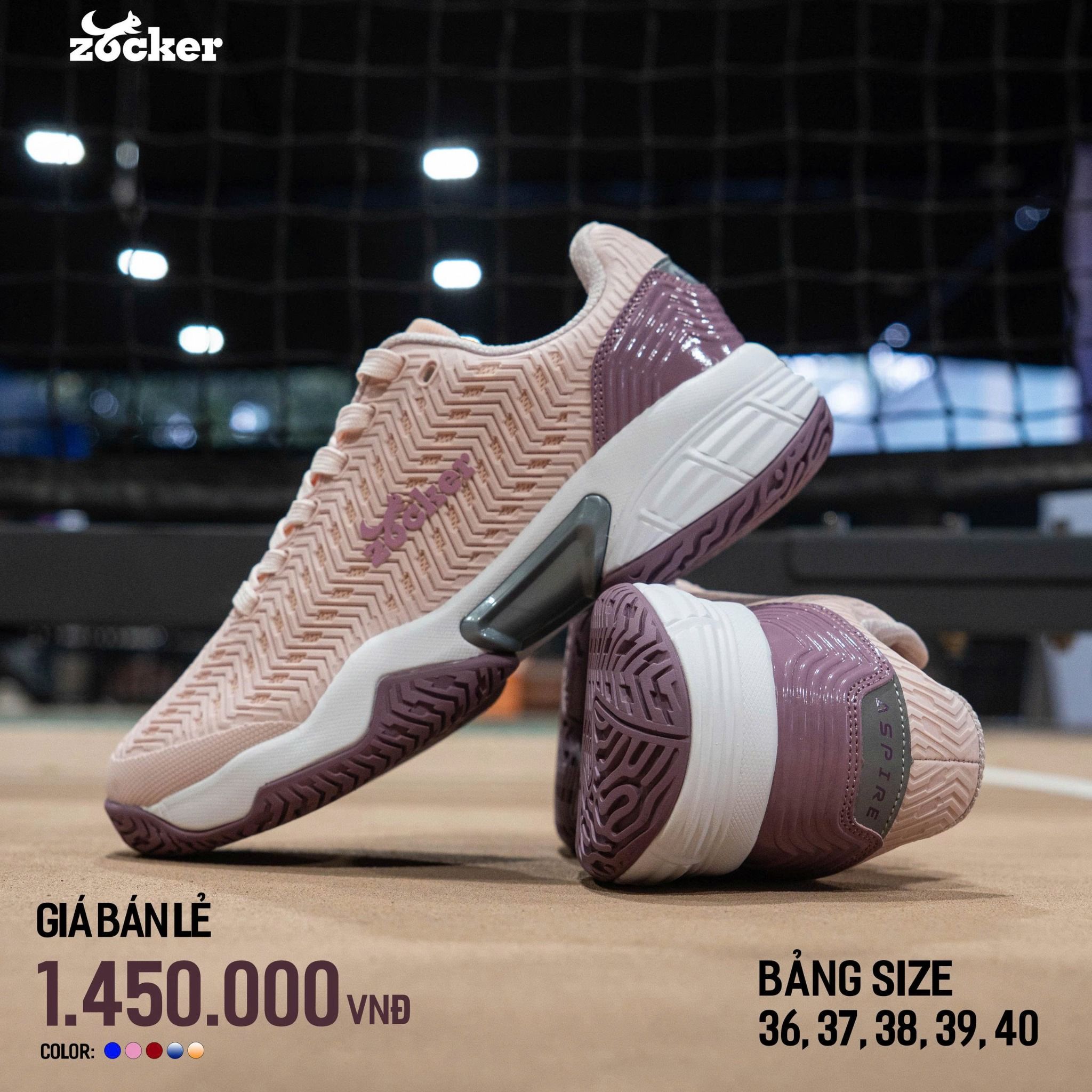 Giày Pickleball Zocker Aspire - Hồng / Trắng
