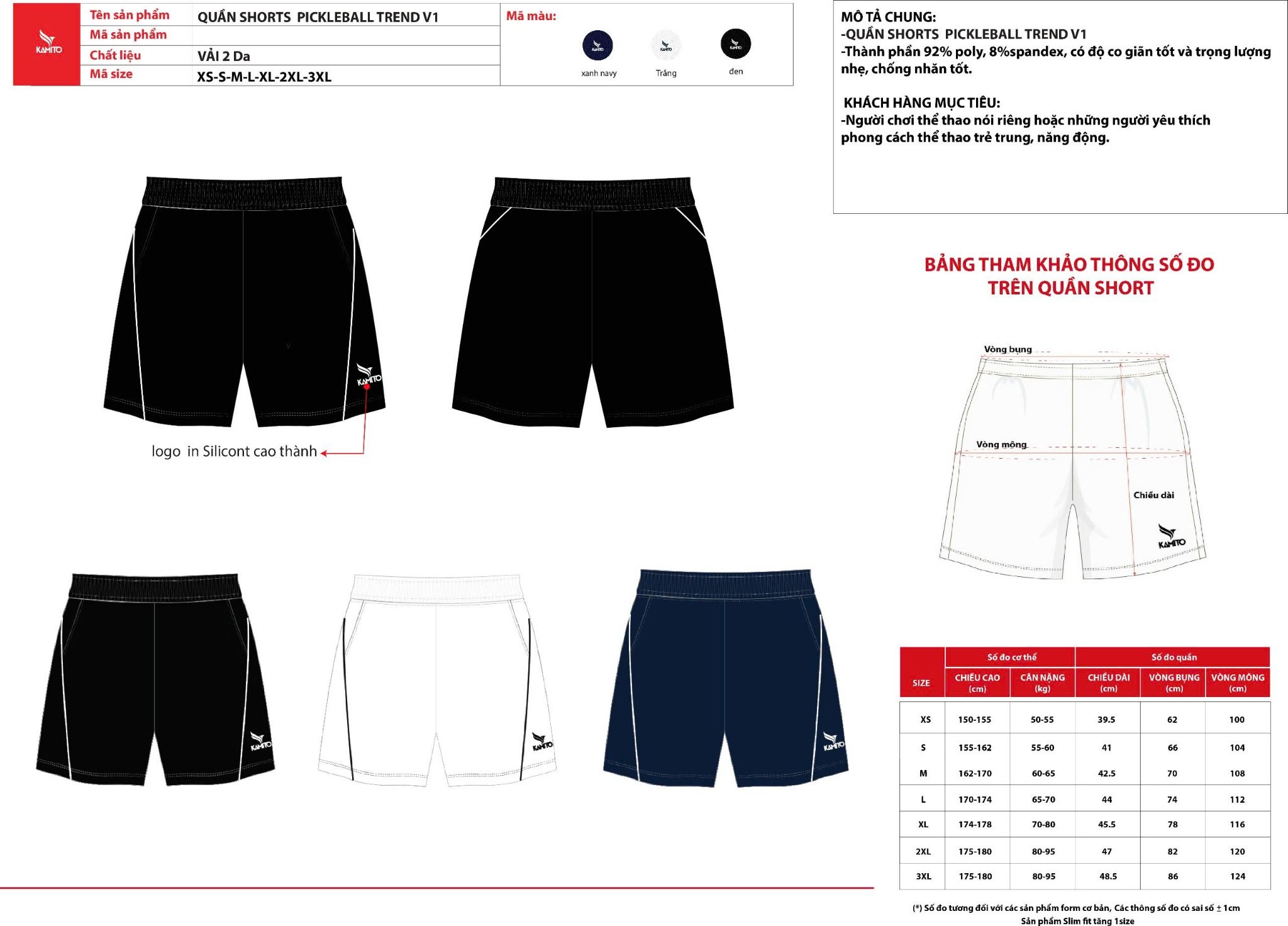 Quần Shorts Pickleball Kamito Trend V1